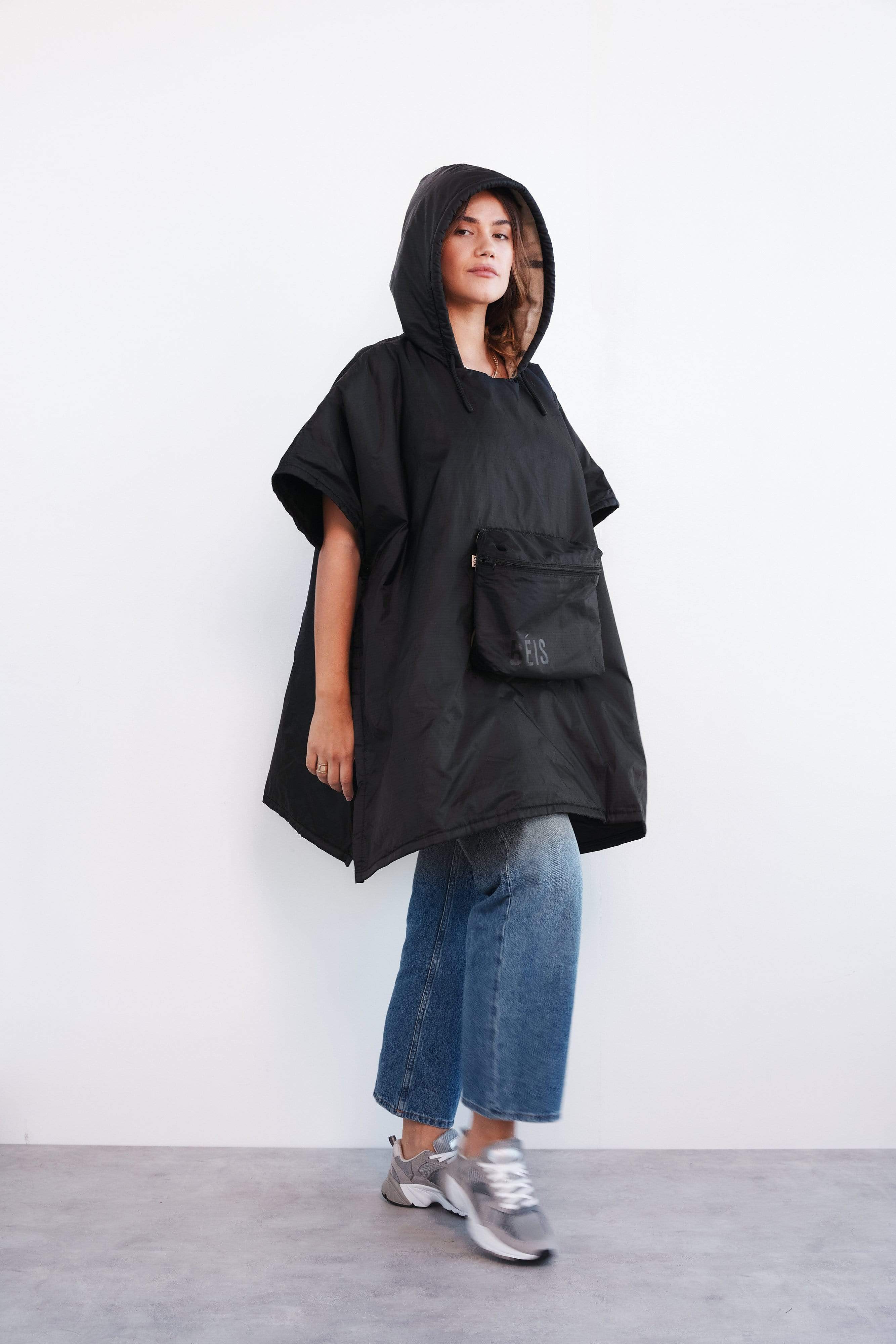 Waterproof Packable Poncho for Women & Men - Lightweight Travel Raincoat with Hood - Perfect for Hiking, Camping, Outdoor Adventures (Black)