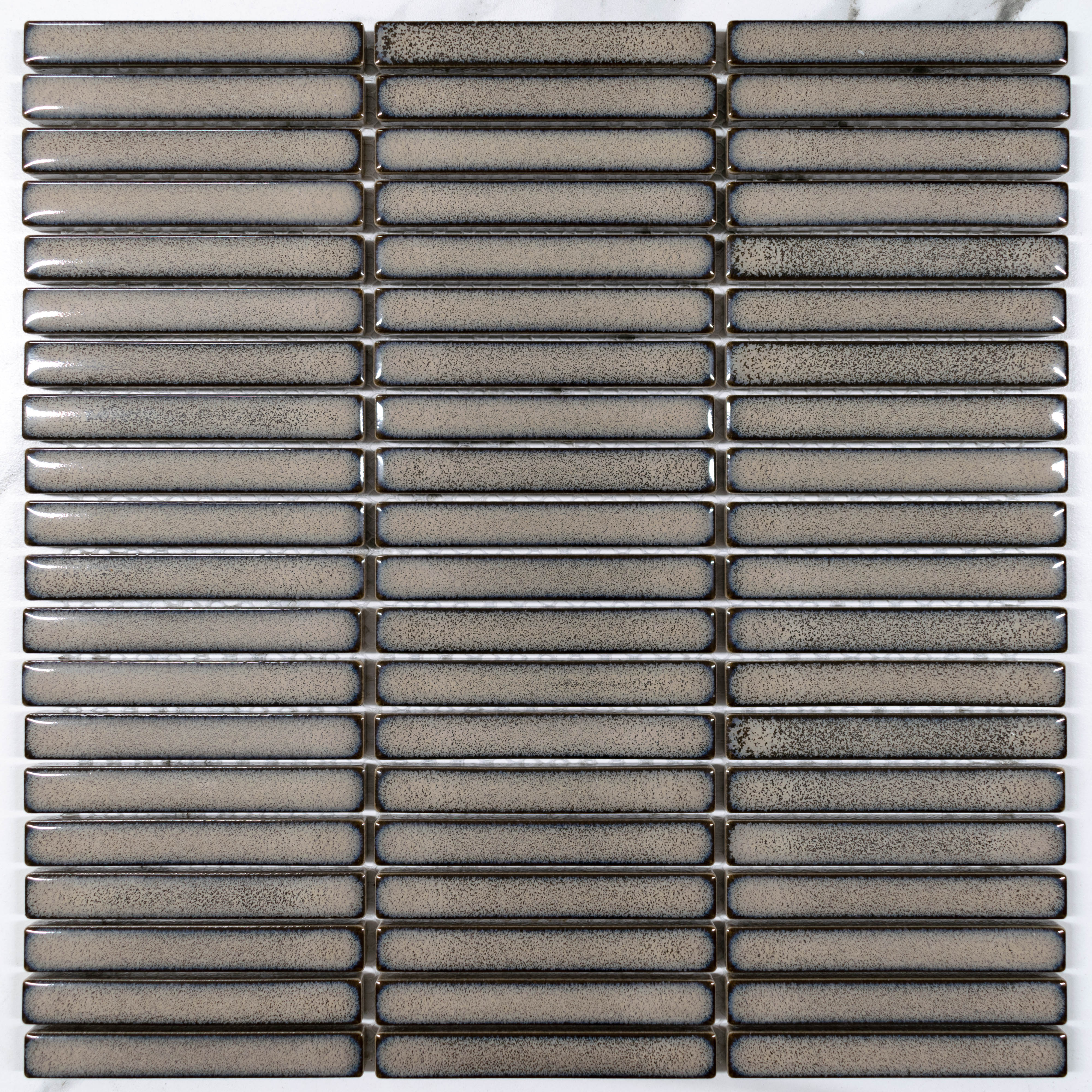 Kyoto Taupe Kit Kat Gloss Mosaic Tile - Japanese-Inspired Ceramic Wall & Floor Tiles for Kitchen Backsplash, Bathroom, and Shower Decor