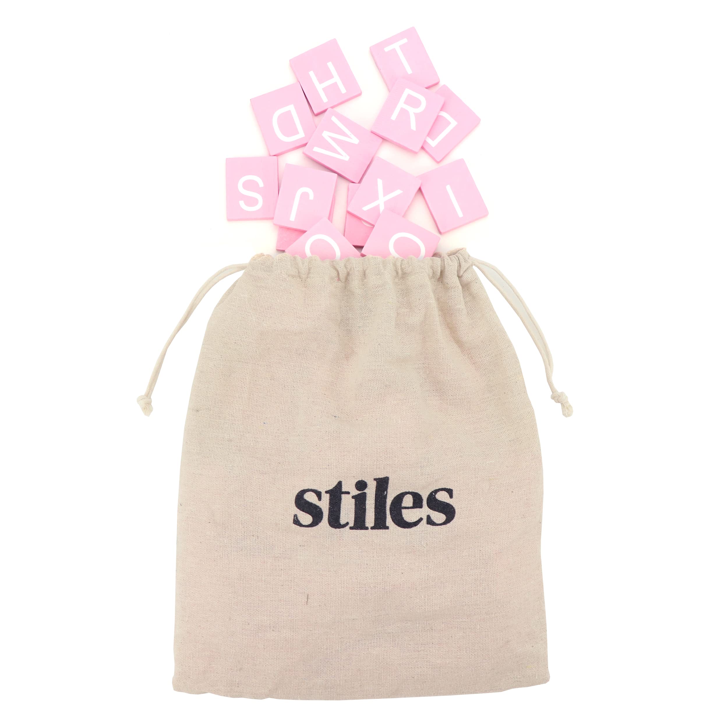 Premium Wooden Letter Tiles Set - 92pcs Alphabet Letters for Scrabble, Word Games & DIY Crafts (Baby Pink) | Perfect for Family Game Nights, Classroom Learning & Home Decor
