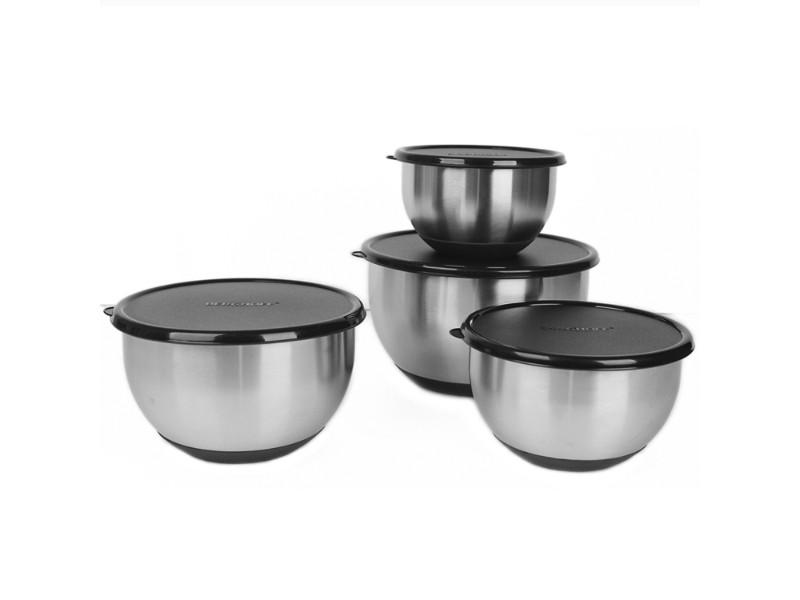 BergHOFF Geminis 8-Piece 18/10 Stainless Steel Mixing Bowl Set with Lids - Durable Kitchen Bowls for Baking, Mixing, Food Prep & Storage | Perfect for Home Cooks & Professional Chefs