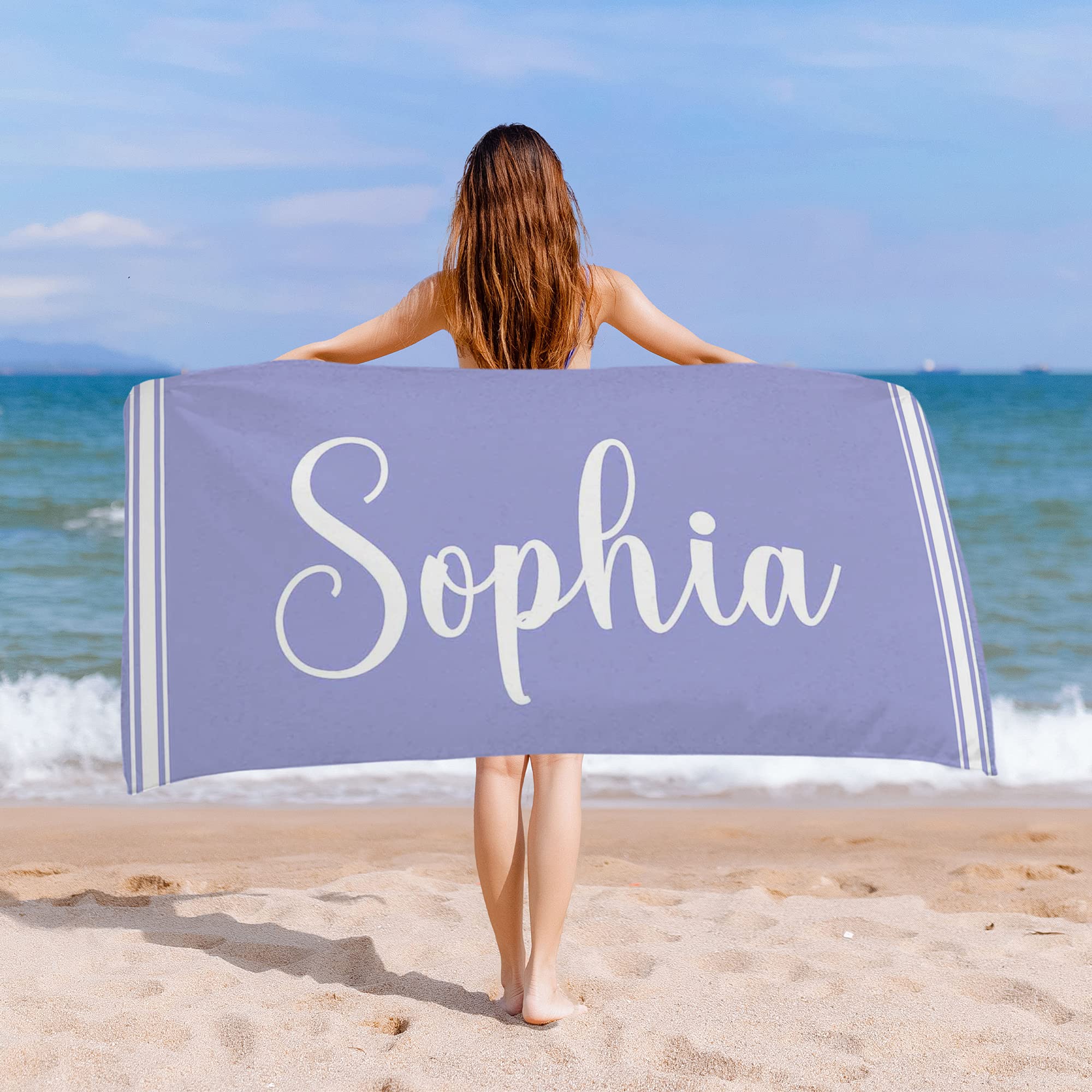 Personalized Name Beach Towels for Kids & Adults - Custom Monogrammed Bath & Pool Towels for Women, Men - Summer Travel, Swimming, Surfing, Birthday Gifts - Perfect for Beach Vacations, Pool Parties & Spa Days