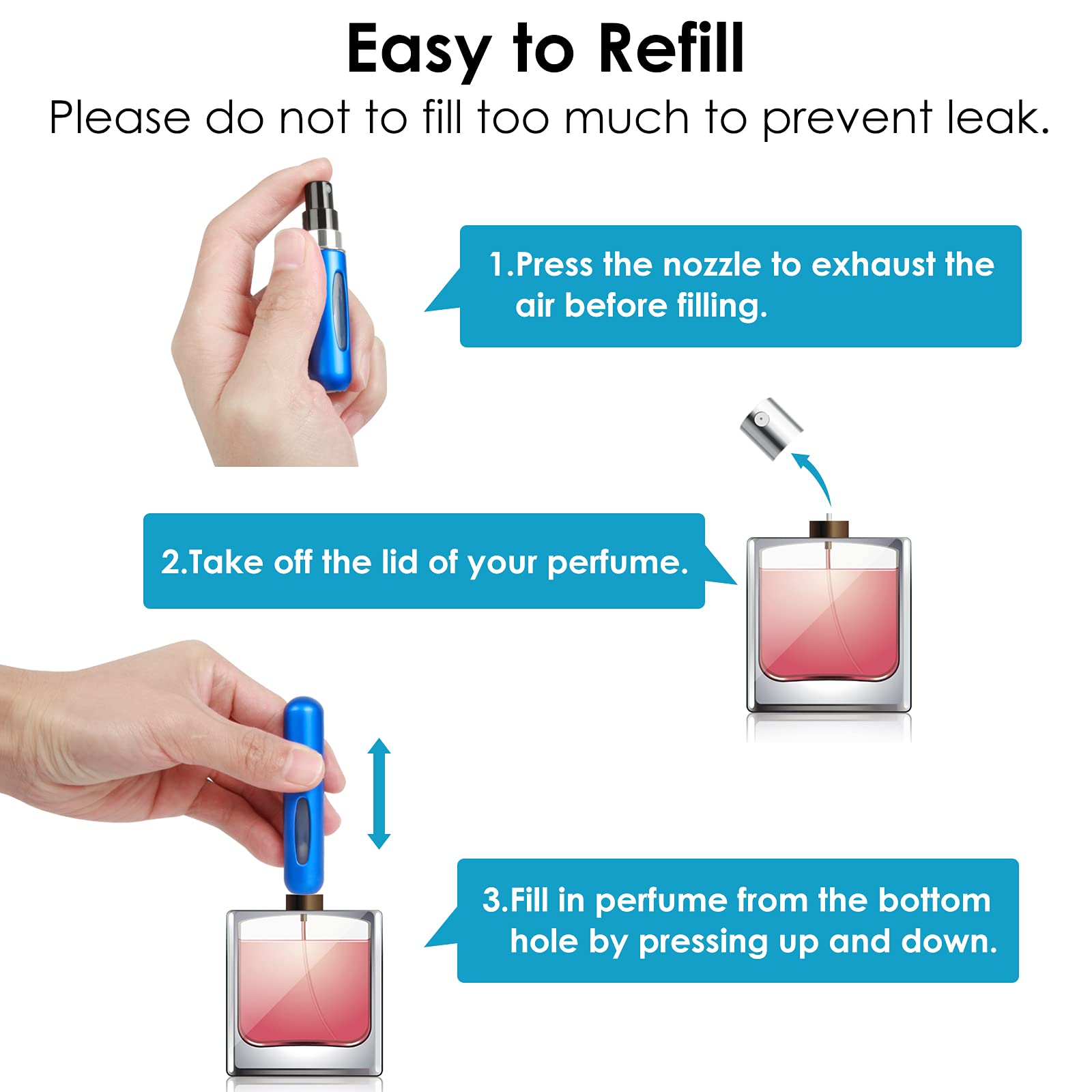Saiveina 5ml Mini Refillable Perfume Spray Bottles - Portable Travel Atomizer for Fragrance, Essential Oils & Cosmetics (4 Pack) | Perfect for Purse, Gym Bag & Airplane Carry-On