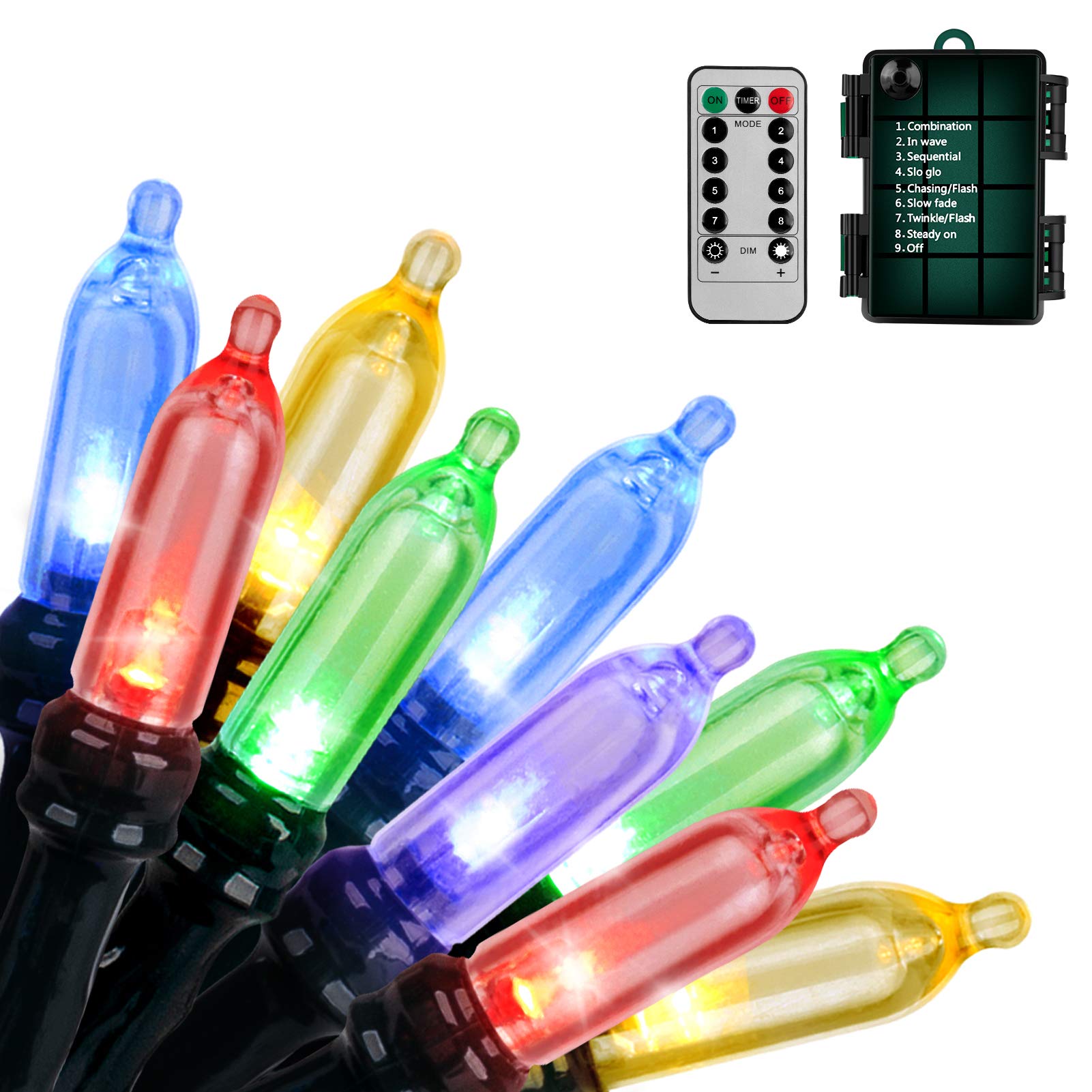 50 LED Battery Operated Christmas String Lights - 18ft Waterproof Fairy Lights with Remote & Timer (8 Modes) for Indoor Outdoor Decor - Perfect for Garden, Party, Wedding, Xmas Tree (Multicolor)