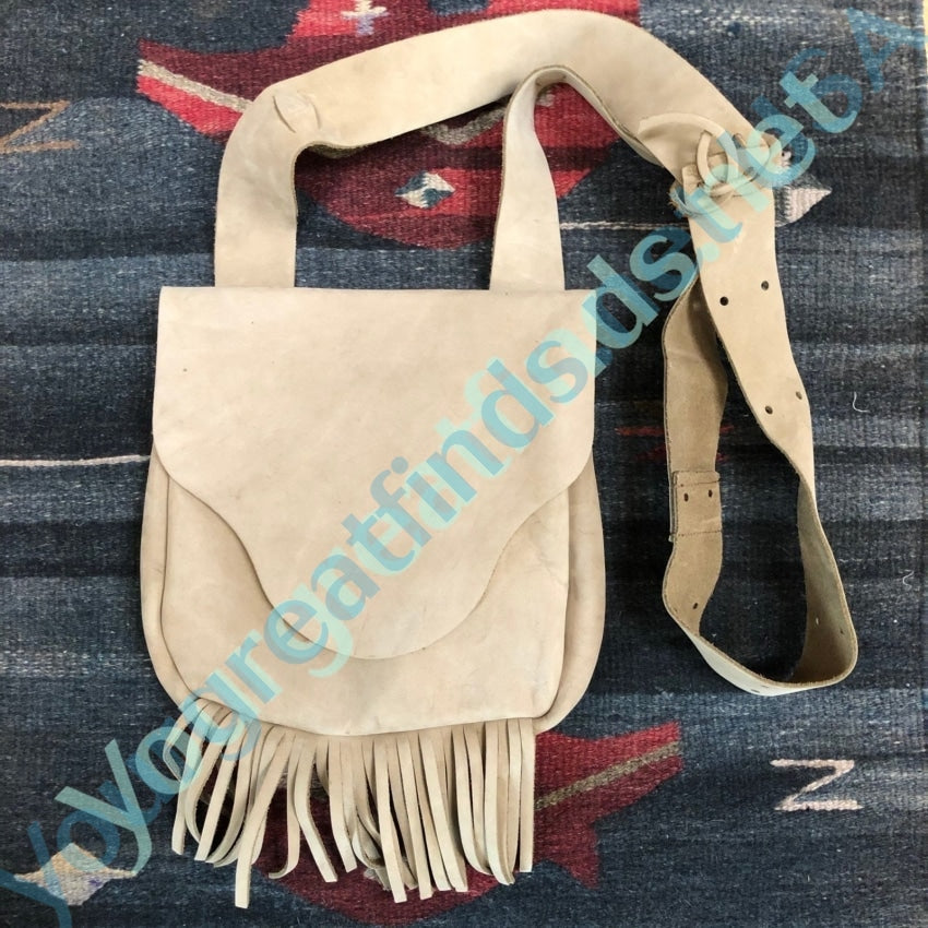 Vintage Handmade Rustic Tan Leather Fringed Crossbody Bag - Boho Chic Purse for Women, Perfect for Music Festivals & Everyday Use