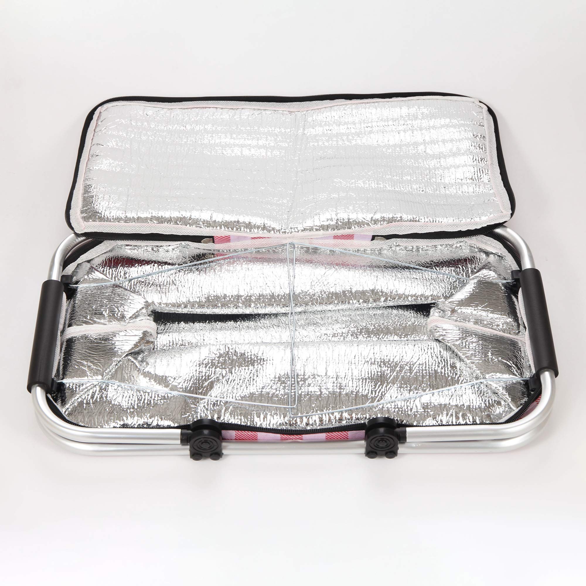 SUNLAND Insulated Folding Picnic Basket - Portable Cooler for Outdoor Picnics, Beach Trips & Camping - Leakproof Food Storage with Adjustable Shoulder Strap