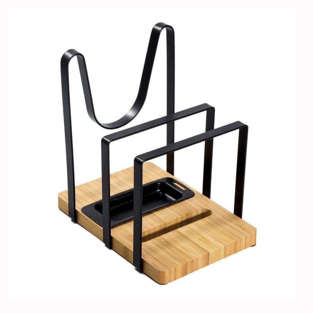 GANFANREN Free Standing Punching Pot Cover Rack - Kitchen Organizer Shelf for Cutting Boards, Chopping Boards & Pot Lids - Space Saving Storage Solution for Small Kitchens & Countertops