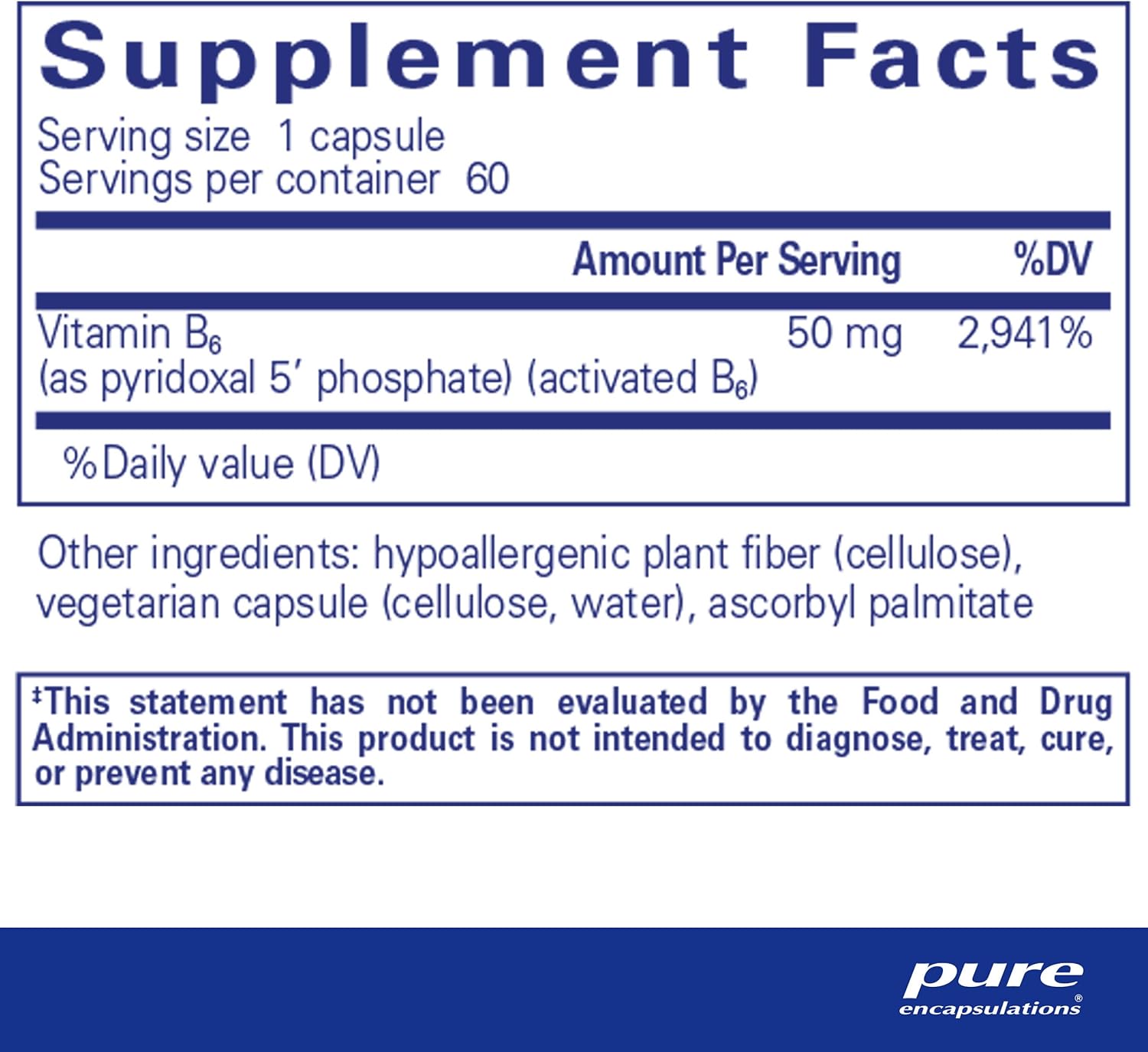 Pure Encapsulations P5P 50mg Vitamin B6 Supplement - Supports Nervous System & Energy Metabolism - Ideal for Stress Relief & Hormone Balance