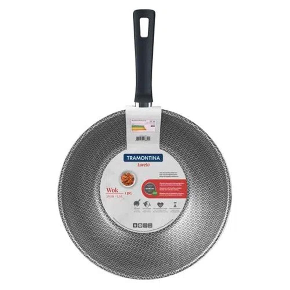 Tramontina Loreto 28cm Red Non-Stick Aluminum Wok Pan with Starflon Max Coating - 3.6L Capacity - Perfect for Stir-Frying, Sautéing & Asian Cooking