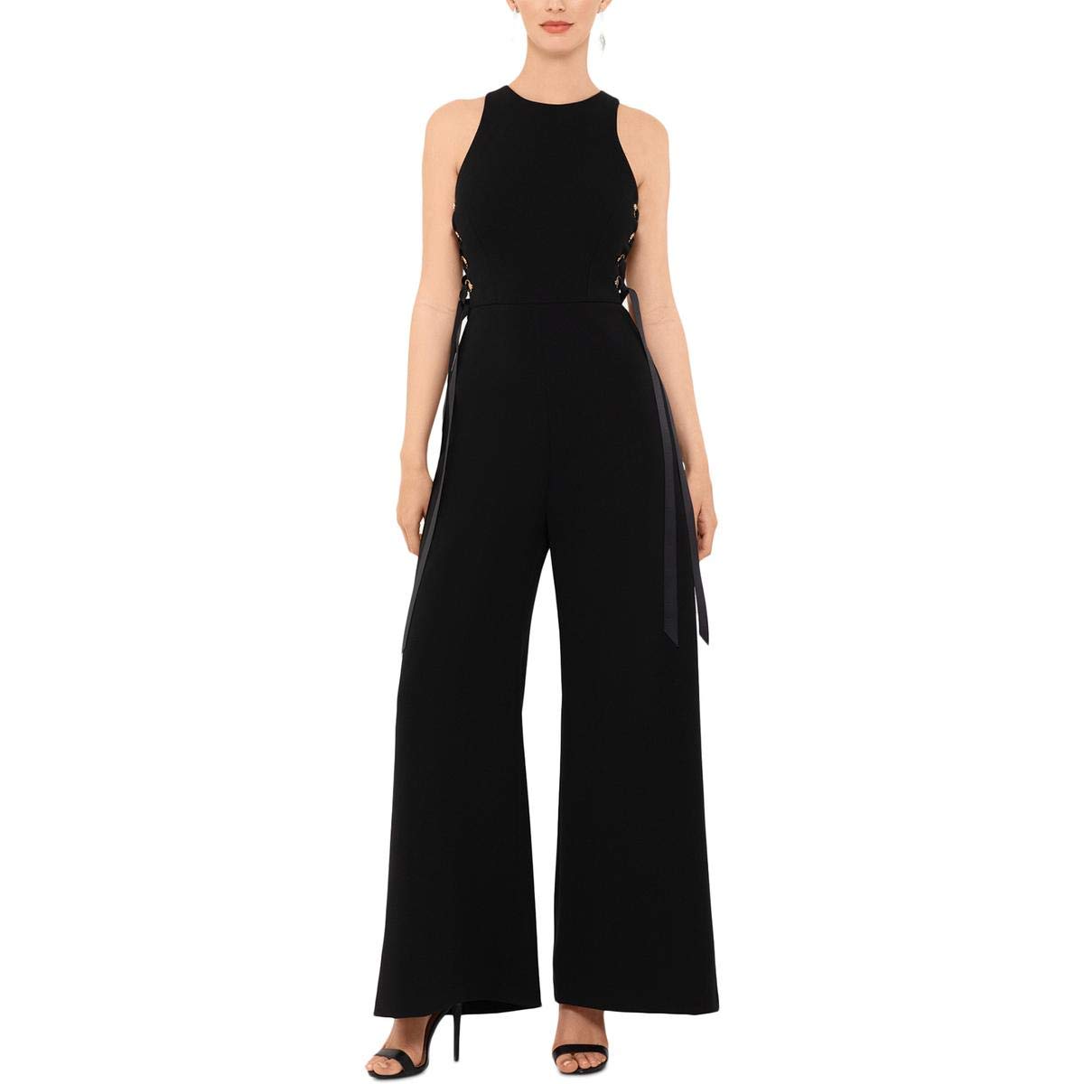Xscape Women's Wide Leg Crepe Jumpsuit - Black Size 4 | Elegant Comfort for Evening Parties, Weddings & Special Occasions