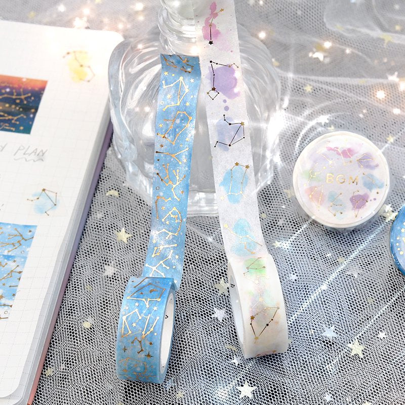 Aozora Constellation Washi Tape - Decorative Foil Stickers for Scrapbooking, Journaling, DIY Crafts | Perfect for Bullet Journals, Gift Wrapping, and Planner Decorations