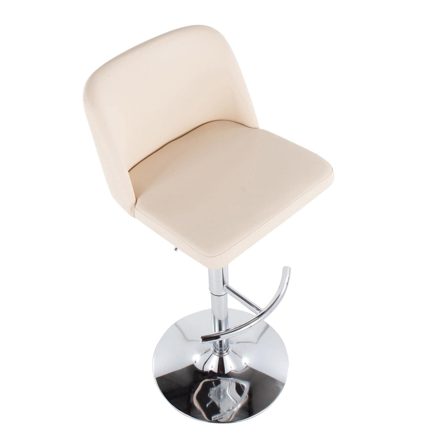 LumiSource Toriano Adjustable Swivel Bar Stool Set of 2 - Chrome Metal Frame with Cream Faux Leather Seat - Perfect for Kitchen Island, Home Bar & Dining Counter