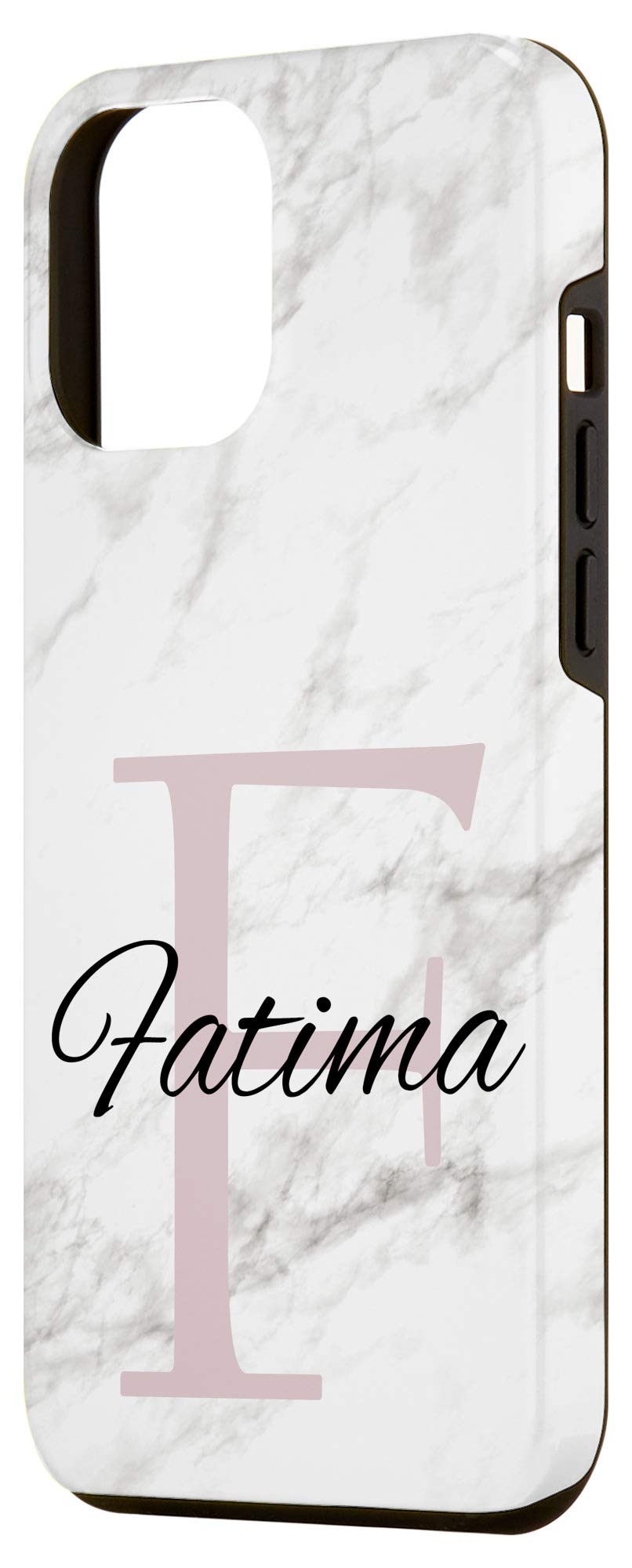 iPhone 12 Pro Max Case - Fatima Rose Pink Monogram Letter F for Women & Girls | Trendy Protective Phone Cover for Everyday Use, School & Work