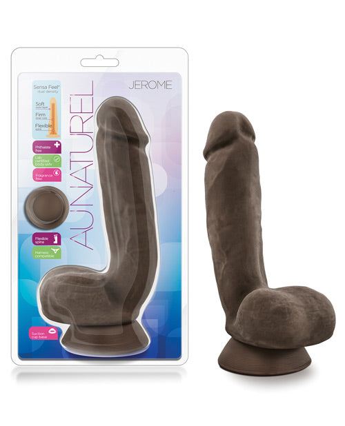 Au Naturel Jerome Dildo 8.75 Inch Chocolate Realistic Silicone Adult Toy for Couples & Solo Play - Perfect for Spicing Up Your Intimate Moments