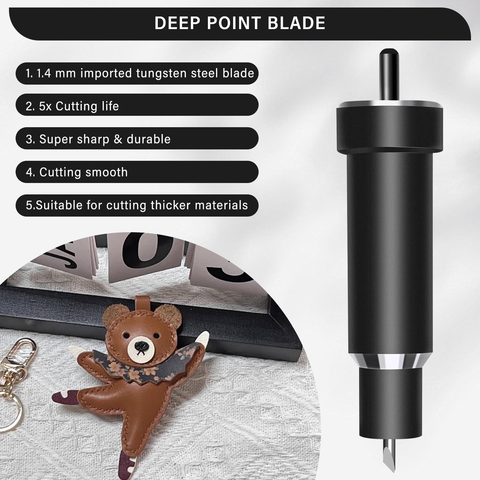 Precision Deep Cut Blades (4pcs) for Cricut Maker 3/Maker/Explore 3/Air 2/Air/One - 1.4mm Replacement Blades & Housing for Thick Materials - Perfect for Vinyl, Cardstock, Leather & DIY Craft Projects