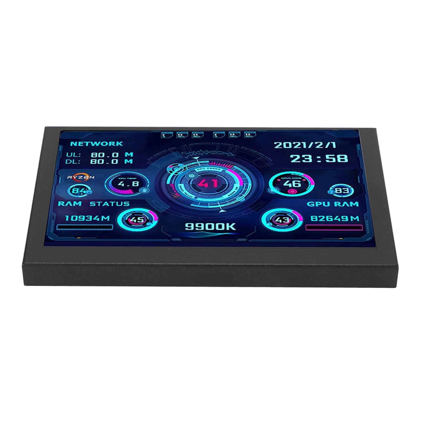 Akozon 5-inch IPS USB-C PC CPU Data Monitoring Screen - Real-Time RAM, GPU, Network Speed & Weather Display - Interactive Sensor Panel for Mini ITX Cases - Perfect for Gaming Rigs & Home Office Setups