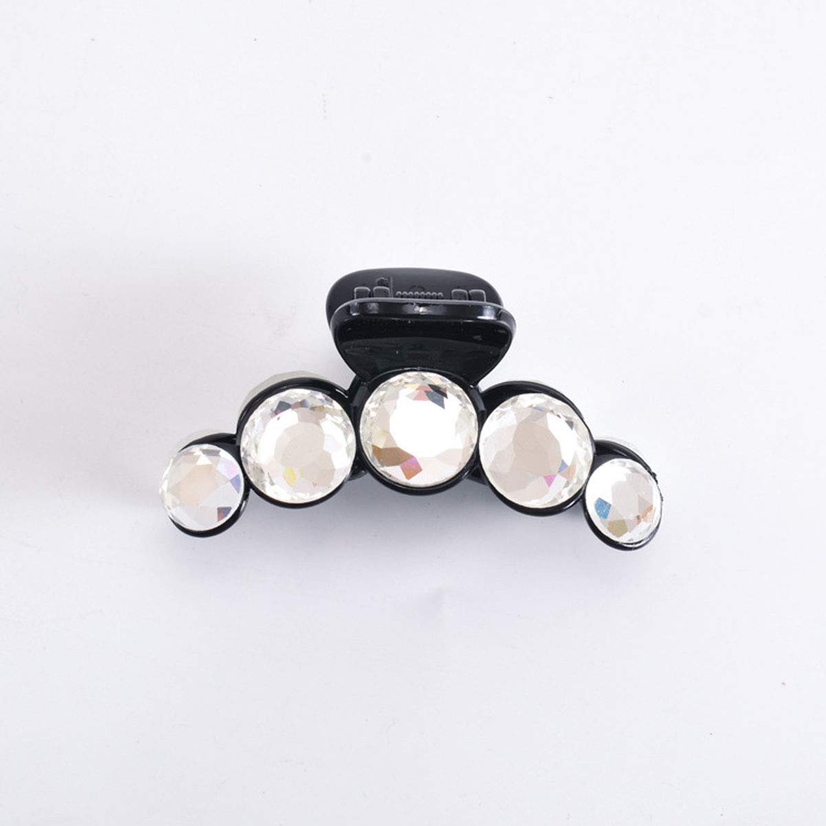 2 Pcs Clear Shining Rhinestone Crystal Hair Claw Clips - Strong Grip Plastic Jaw Clamps Hair Accessories for Women (White + Champagne) - Perfect for Parties, Weddings & Everyday Hairstyles