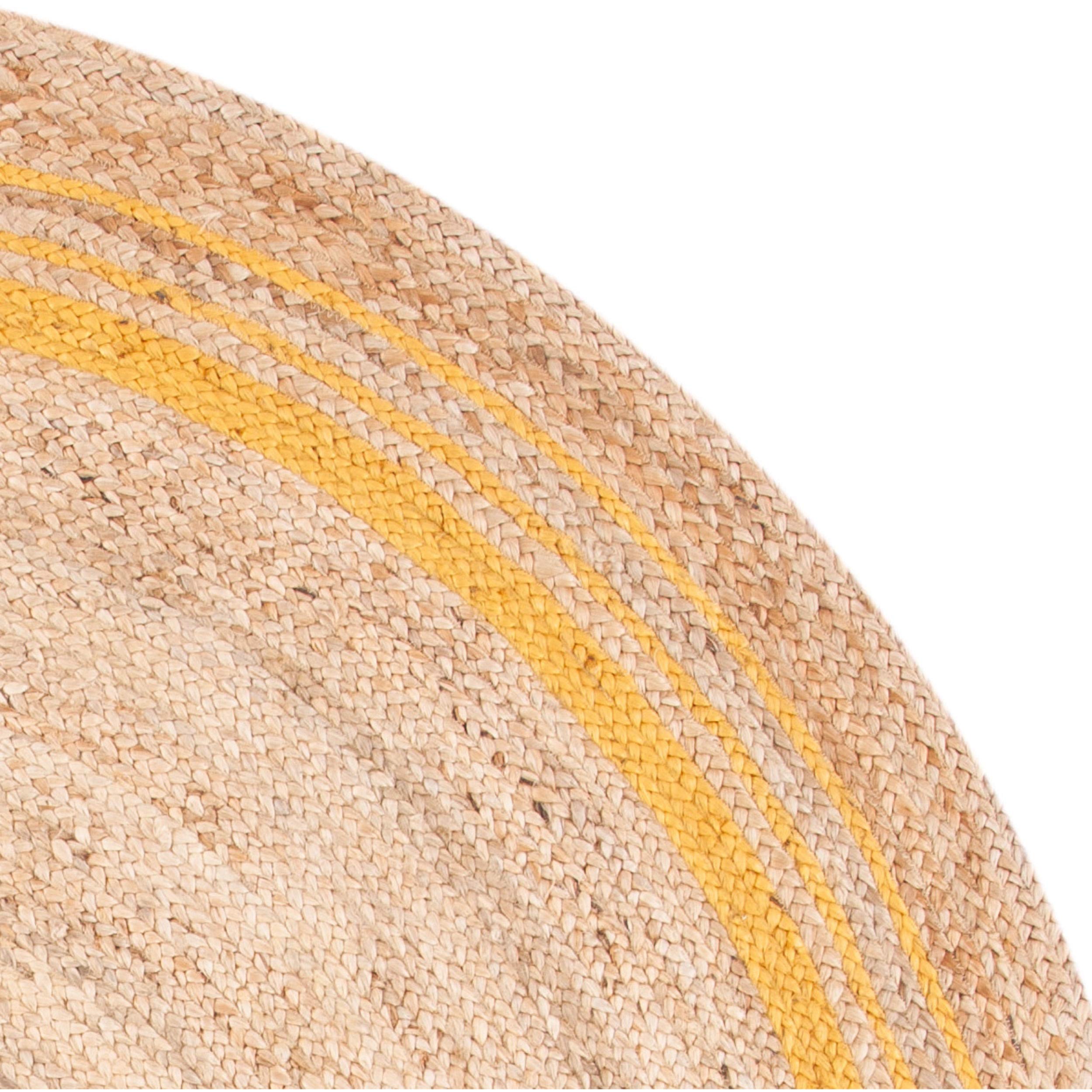 SAFAVIEH Handmade Boho Braided Jute Area Rug - 7' Round Natural Fiber Rug in Beige & Gold (NF807B) | Perfect for Living Room, Bedroom, or Boho Chic Home Decor