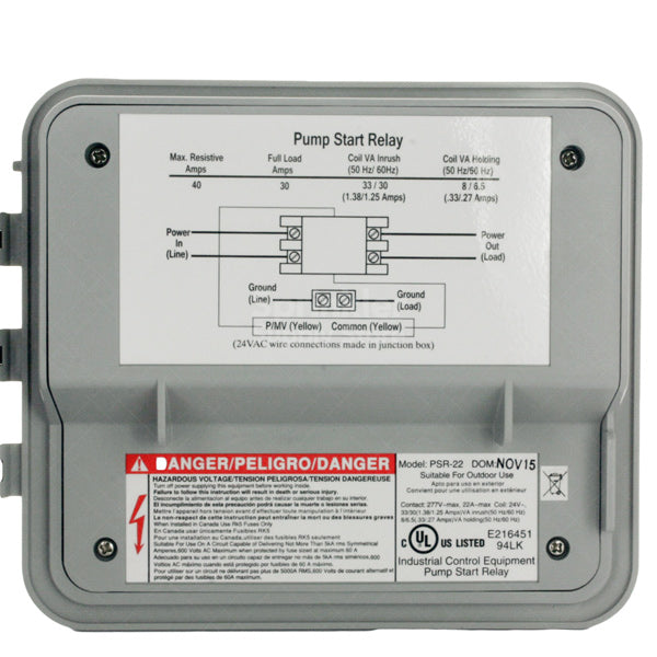 Hunter PSR 22 Double Pole Single Throw Pump Start Relay – 3.5 HP Heavy Duty for Irrigation Systems, Water Pumps & Agricultural Equipment