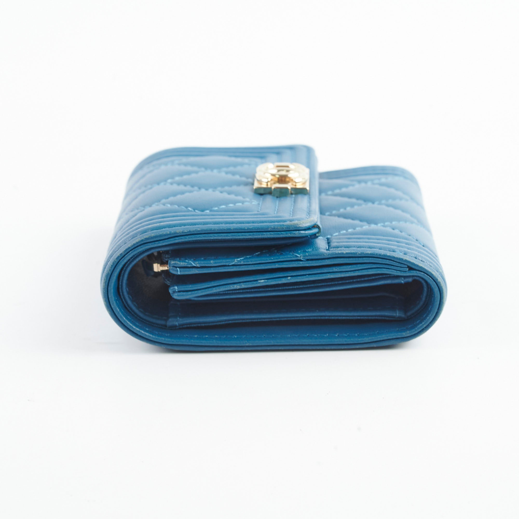 Chanel Boy Lambskin Quilted Flap Wallet in Blue | Luxury Designer Crossbody Bag for Women | Perfect for Evening Events & Daily Use