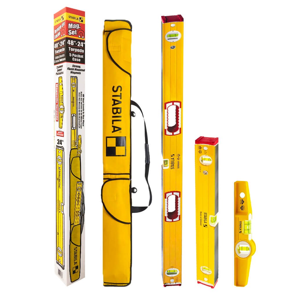 Stabila STA 48380 Magnetic 3 Level Set (38648, 38624 & 25100) with Protective Case - Perfect for Construction, Carpentry and DIY Home Improvement Projects