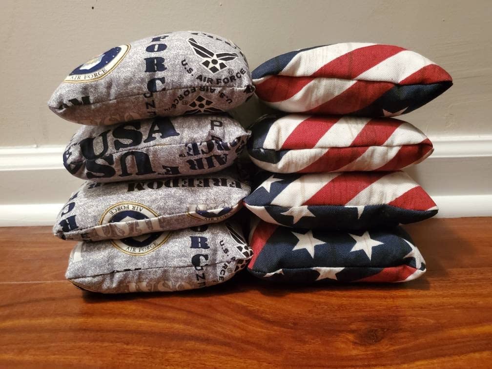 Premium USAF Cornhole Bags Set of 8 - Official Air Force Design - Perfect for Backyard Games, Tailgating & Military-Themed Parties