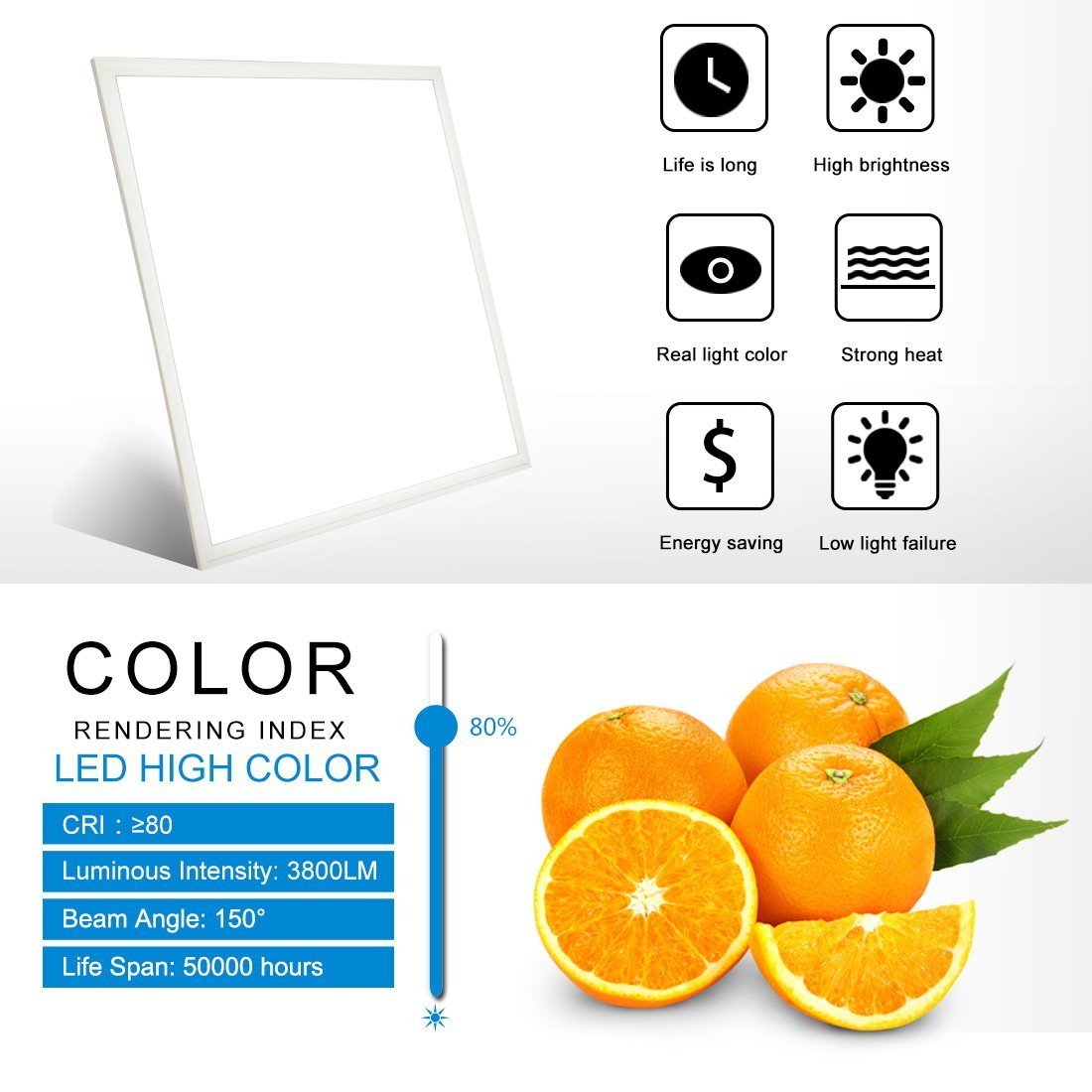 40W LED Panel Light 2x2 Feet (595x595mm) - Ultra Thin 0.39