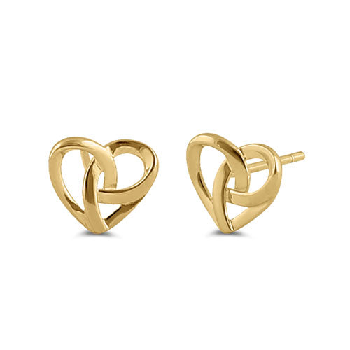 14K Yellow Gold Triquetra Heart Earrings for Women - Celtic Knot Love Symbol Stud Earrings - Perfect for Valentine's Day, Anniversary & Everyday Wear