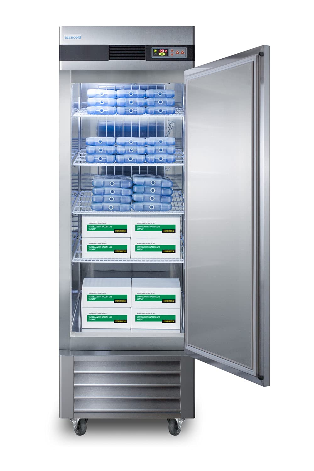 AccuCold AFS23ML 28 Pharmacy Freezer - 23 Cu. Ft. Stainless Steel Medical Freezer with Forced Air Cooling, Temperature Alarm & LED Control Panel - Ideal for Hospitals, Labs, and Vaccine Storage