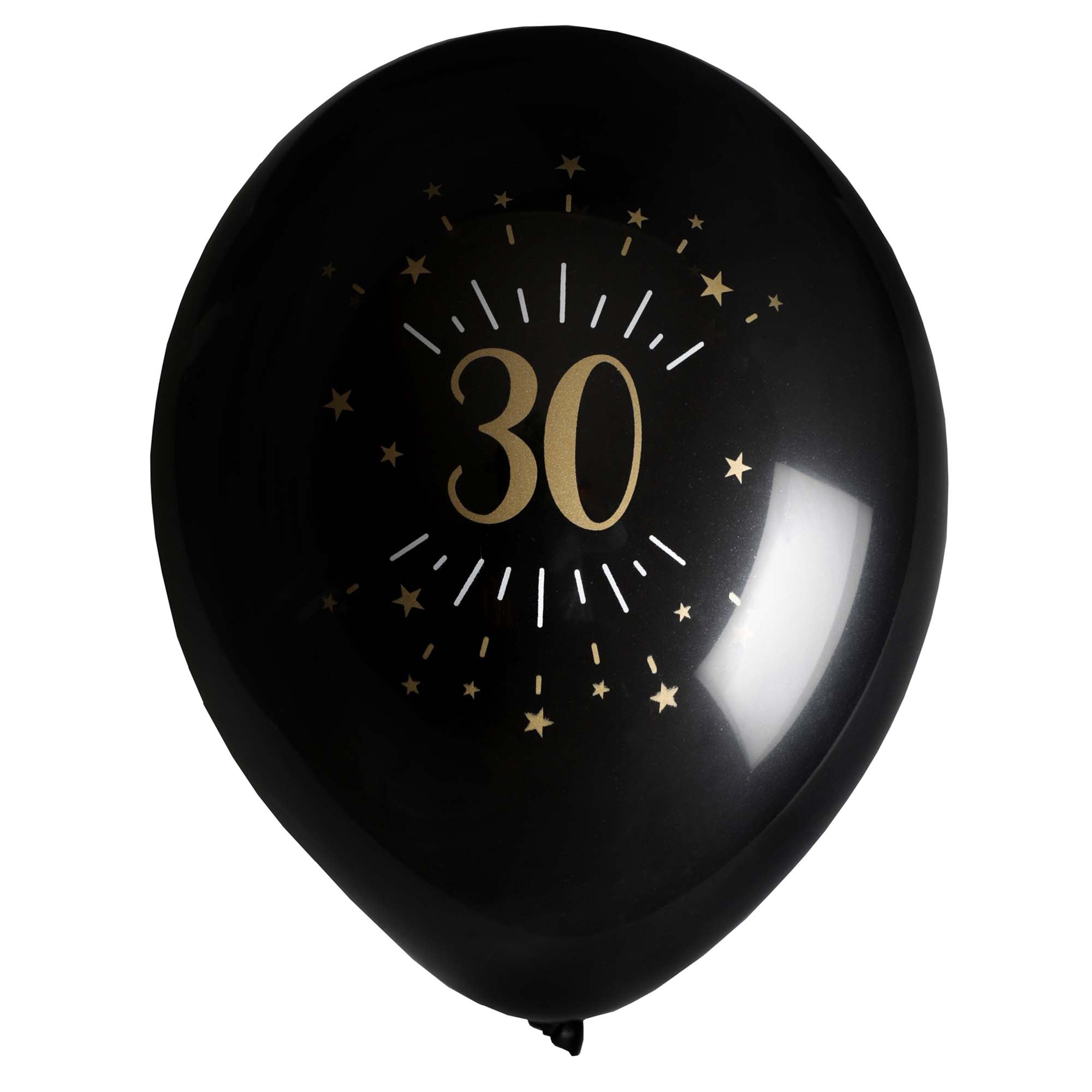 30th Birthday Black & Gold Latex Balloons - 12 Inch Party Decorations (8 Pack) for Anniversary Celebrations, Milestone Parties & Special Events