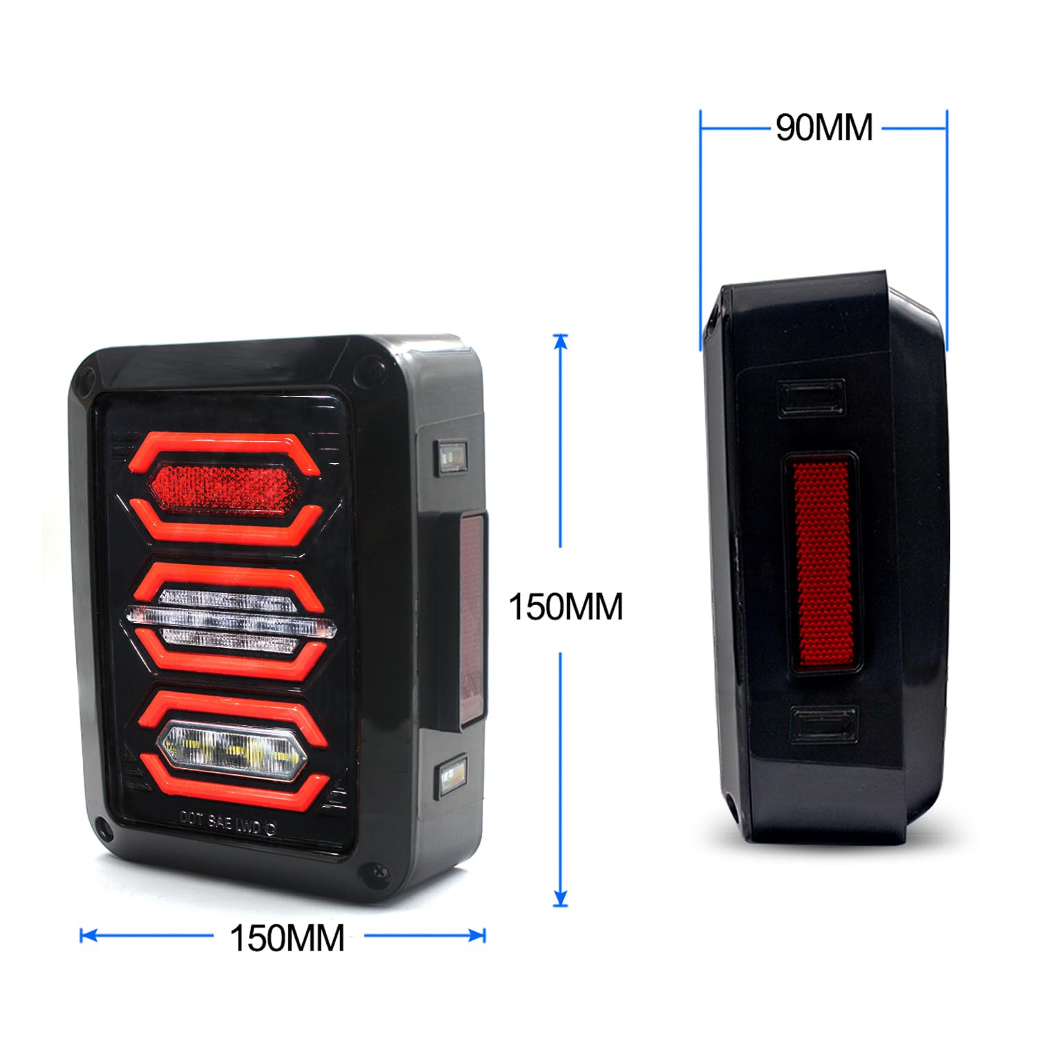 Wrangler JK LED Tail Lights - Black with Clear Lens | Compatible with 2007-2018 Jeep Wrangler JK | Brake Lights, Reverse Lights & DRL | Upgrade for Off-Road & Night Driving Safety
