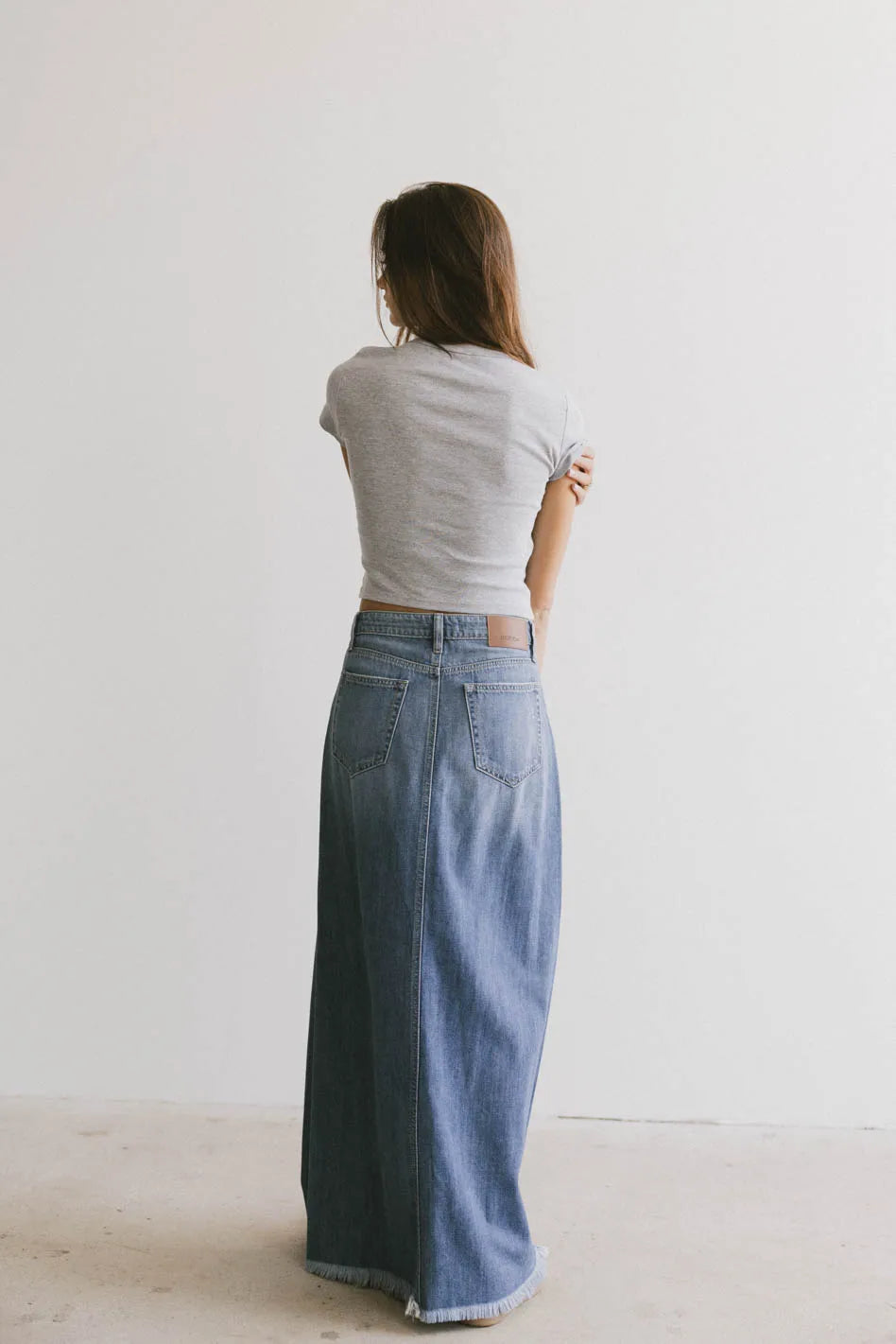 Stylish Heather Denim Maxi Skirt for Women - Boho Chic Long Denim Skirt - Perfect for Casual Outfits, Beach Wear & Summer Fashion