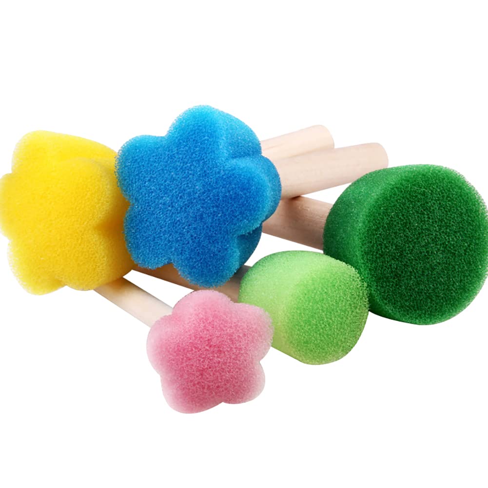 15-Piece Round Foam Sponge Brushes Set - Assorted Sizes with Wooden Handle for Painting, DIY Crafts, Kids Art Projects - Perfect for Acrylic Paint, Watercolor, and Wall Decorations