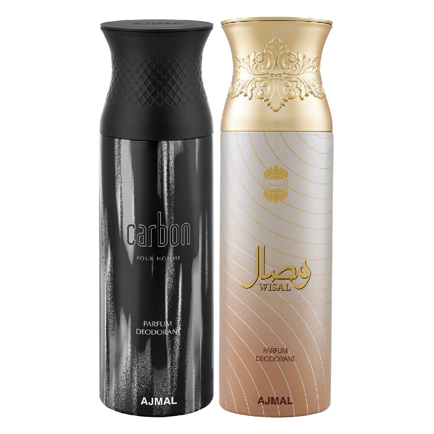 Ajmal Carbon Homme & Wisal Deodorant Spray Gift Set for Men & Women - 200ml (Pack of 2) | Long-Lasting Fragrance for Daily Use, Office & Special Occasions