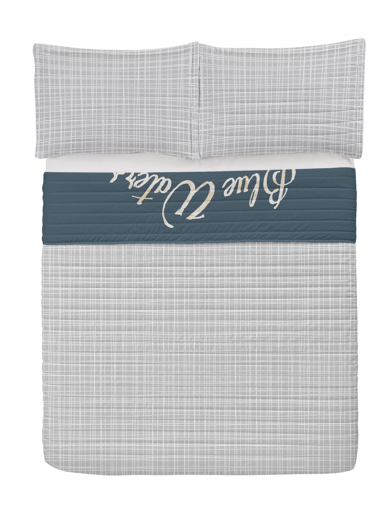 Ambesonne Pirate Reversible Bedspread Set - Shark Cove Tortuga Island Caribbean Waters Retro Jolly Roger Design | Microfiber Comforter & Pillow Shams | Queen Size Bedding in Pale Mustard & Slate Blue | Perfect for Nautical Themed Bedrooms, Pirate Lovers & Coastal Decor