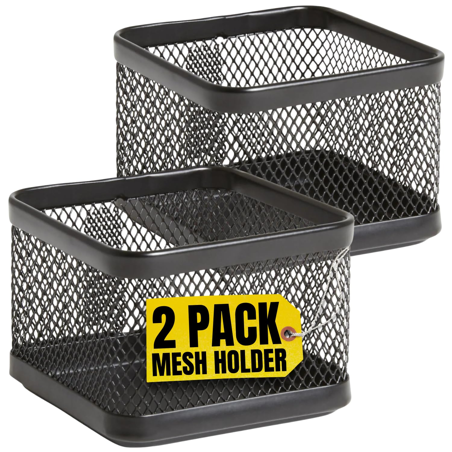 1InTheOffice Mesh Paperclip Holder for Desk - 2 Pack Desk Organizer for Paper Clips, Staples & Office Supplies | Perfect for Home, Office & School Organization
