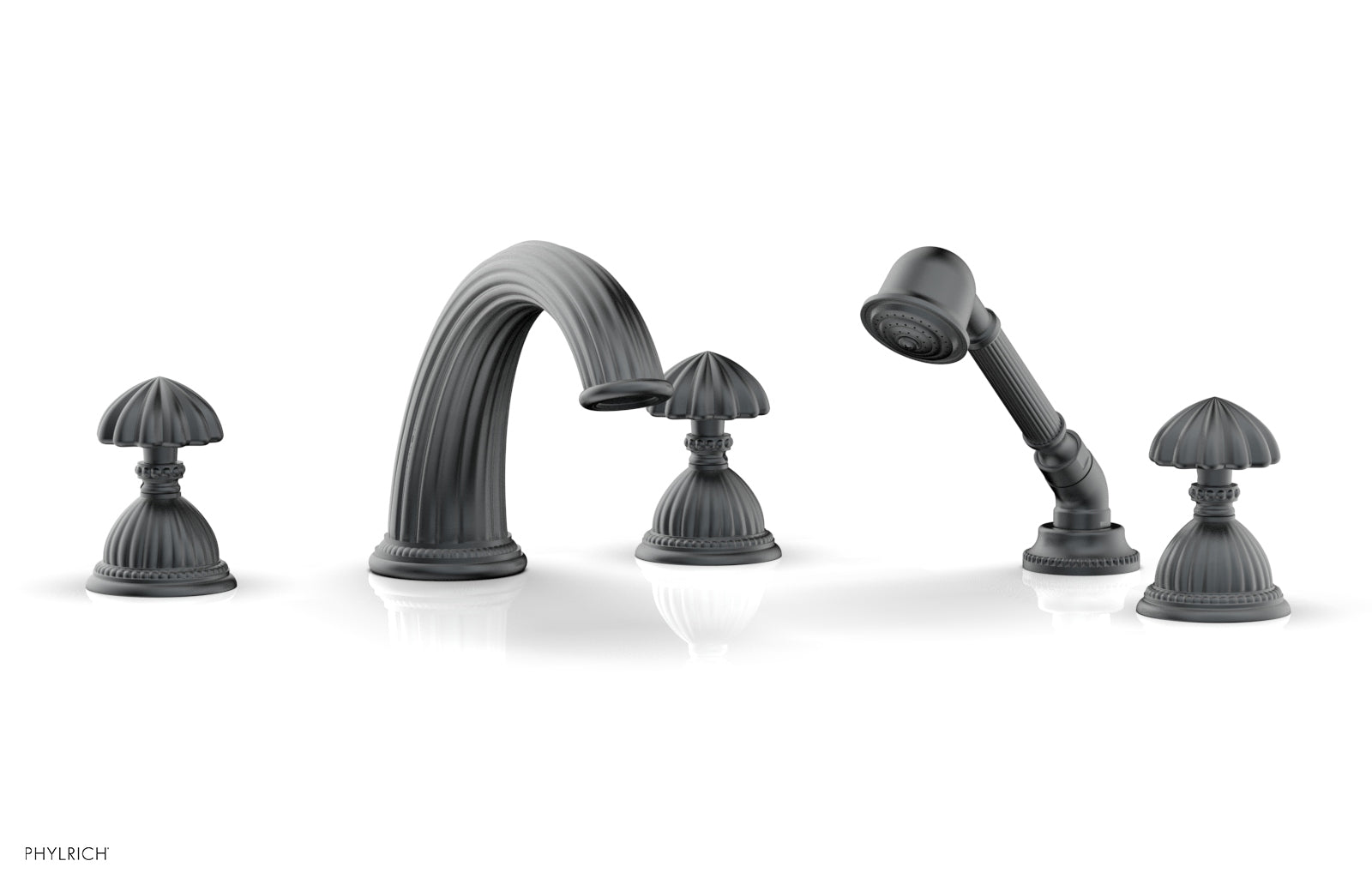 GEORGIAN & BARCELONA Deck Mounted Bathtub Faucet Set with Round Handles and Hand Shower K2361P1 - Perfect for Modern Bathroom Renovation and Spa-Like Experience