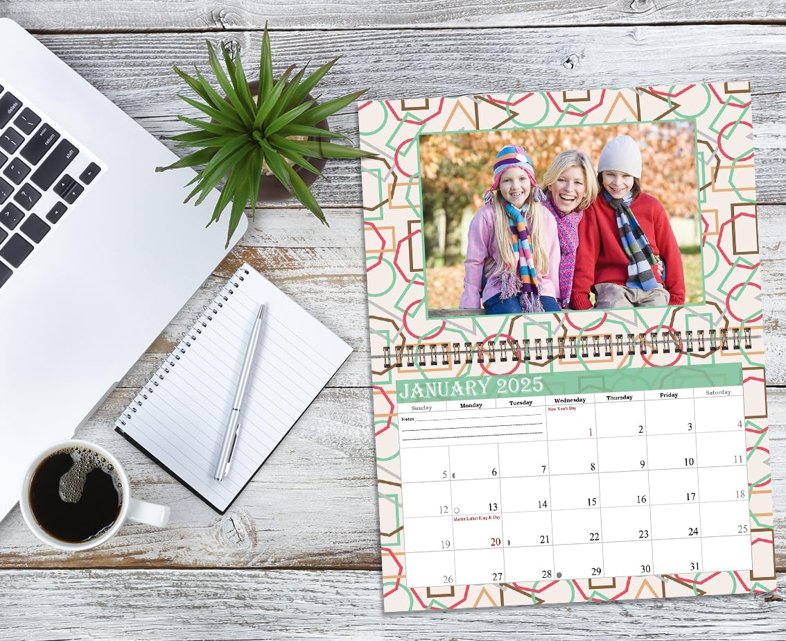 2025 Spiral-Bound Photo Frame Wall Calendar - Customizable with Your Own Photos - 12-Month Desktop & Wall Planner (Edition #011) - Perfect for Home, Office, or Gift Giving