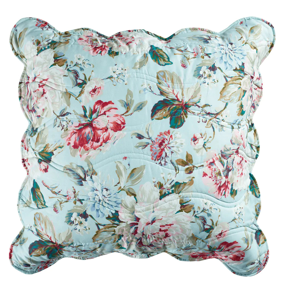 Charlene Blue European Pillowcase by Bianca - Premium Cotton Decorative Pillow Cover for Sofa, Bed & Home Decor