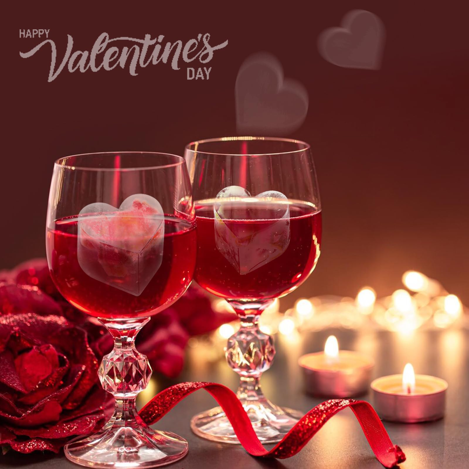 Webake 10-Cavity Heart Shaped Silicone Ice Cube Molds for Chocolate, Candy, Soap - Pink Red Cocktail Ice Trays for Whiskey, Drinks & Party Decorations (3-Pack) - Perfect for Valentine's Day, Weddings & Romantic Date Nights