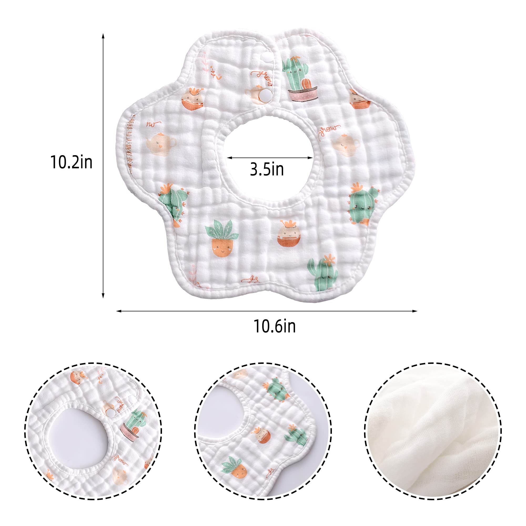 Organic Cotton Muslin Bibs for Babies - Soft & Absorbent Bandana Drool Bibs for Newborns, Boys & Girls - Perfect for Teething, Drooling & Mealtime Messes