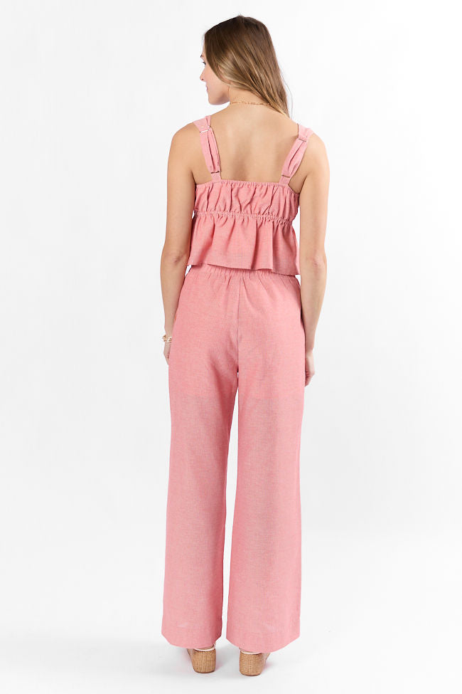 To The Sun Coral Striped Peplum Two Piece Set - Women's Summer Beach Outfit for Vacation, Pool Party & Tropical Getaway | Final Sale
