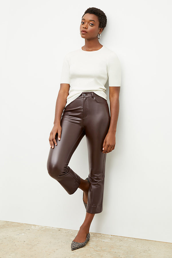 Archie Vegan Leather Pants in Brown | Stylish & Comfortable Vegan Leather Trousers for Women | Perfect for Casual Wear, Office & Night Out