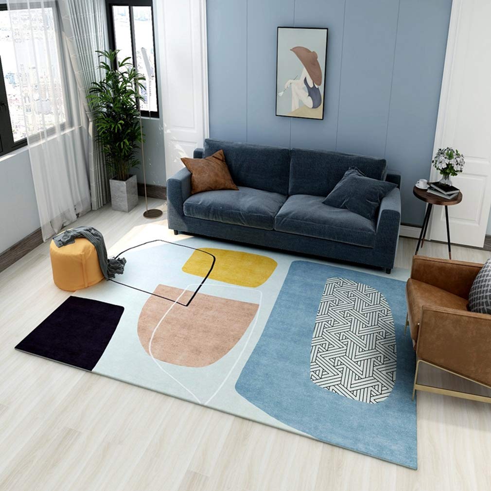 Soft Abstract Art Area Rug - 5'x6' Non-Slip Fleece Carpet for Living Room, Bedroom, Nursery | Modern Nordic Home Decor | Indoor & Outdoor Use | Perfect for Kids Crawling, Home Styling & Cozy Spaces