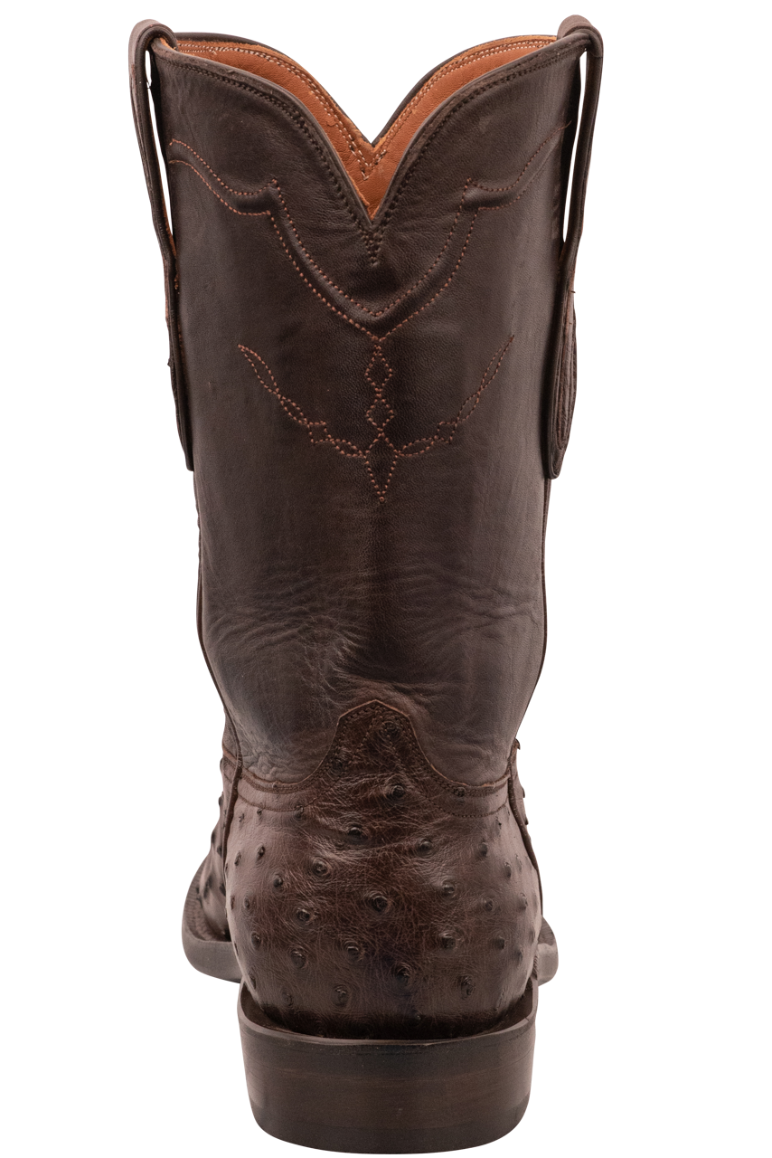 Premium Black Jack Full Quill Ostrich Roper Boots in Chocolate Brown - Western Cowboy Boots for Men, Durable & Comfortable for Riding, Work, and Everyday Wear