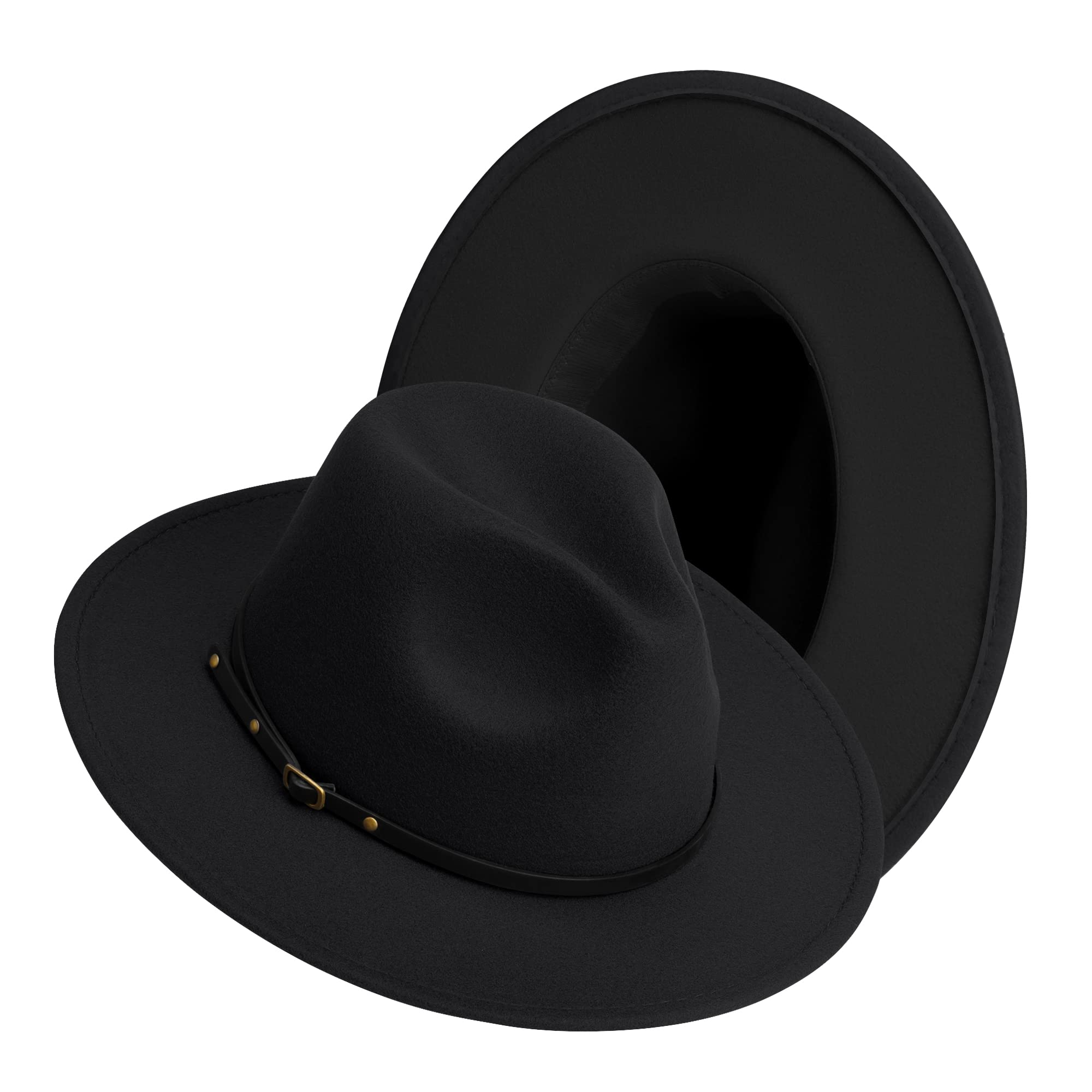 Stylish Wide Brim Fedora Hat for Women & Men - Two-Tone Felt Panama Sun Hat for Outdoor, Beach, and Fashion Occasions
