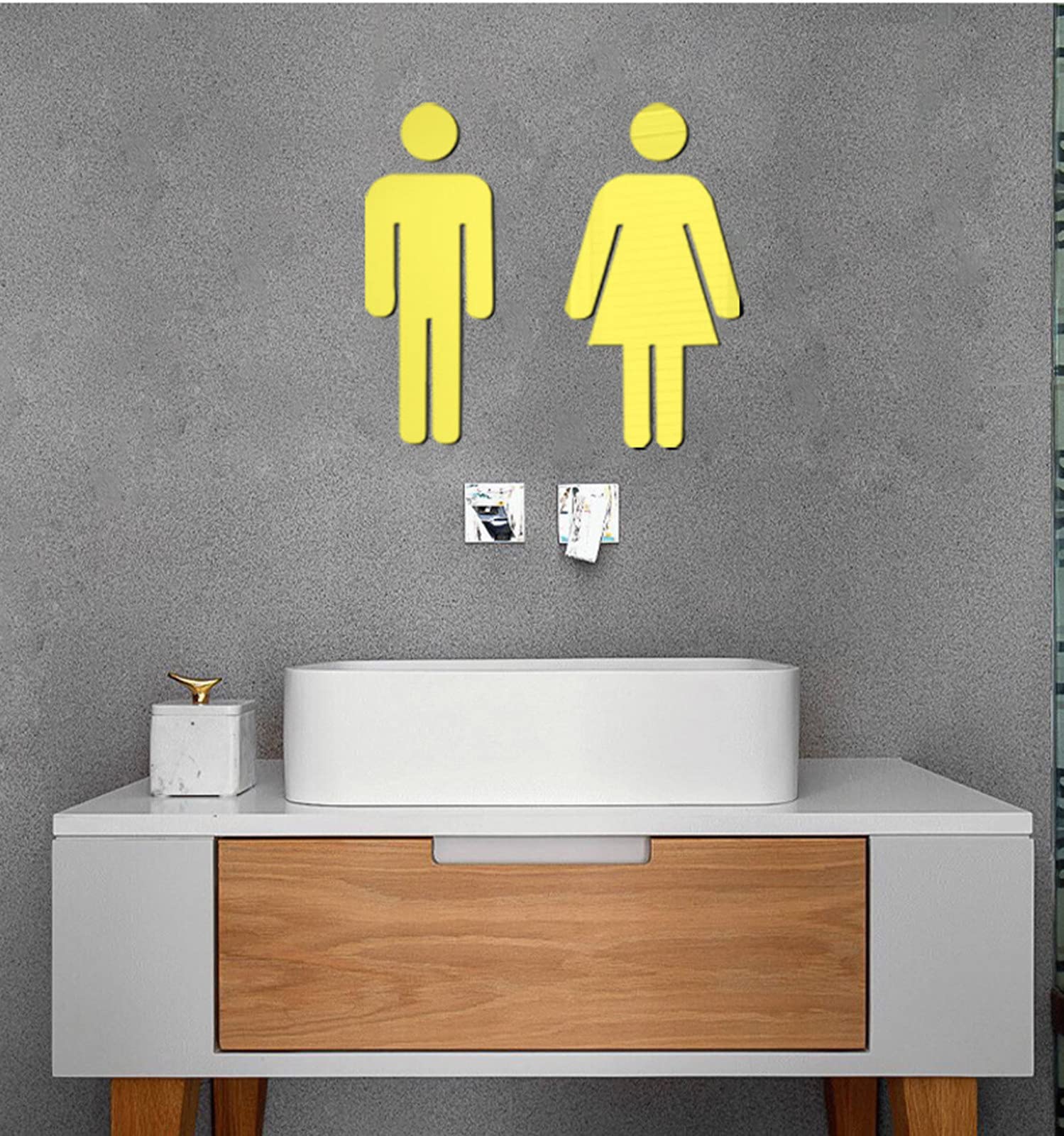 Guolarizi Women's Yellow Bathroom Mirror - Waterproof Self-Adhesive 3D Acrylic Mirror for Kitchen, Dining & Bar Decor - Perfect for Home, Office, and Commercial Spaces (Multiple Colors Available)