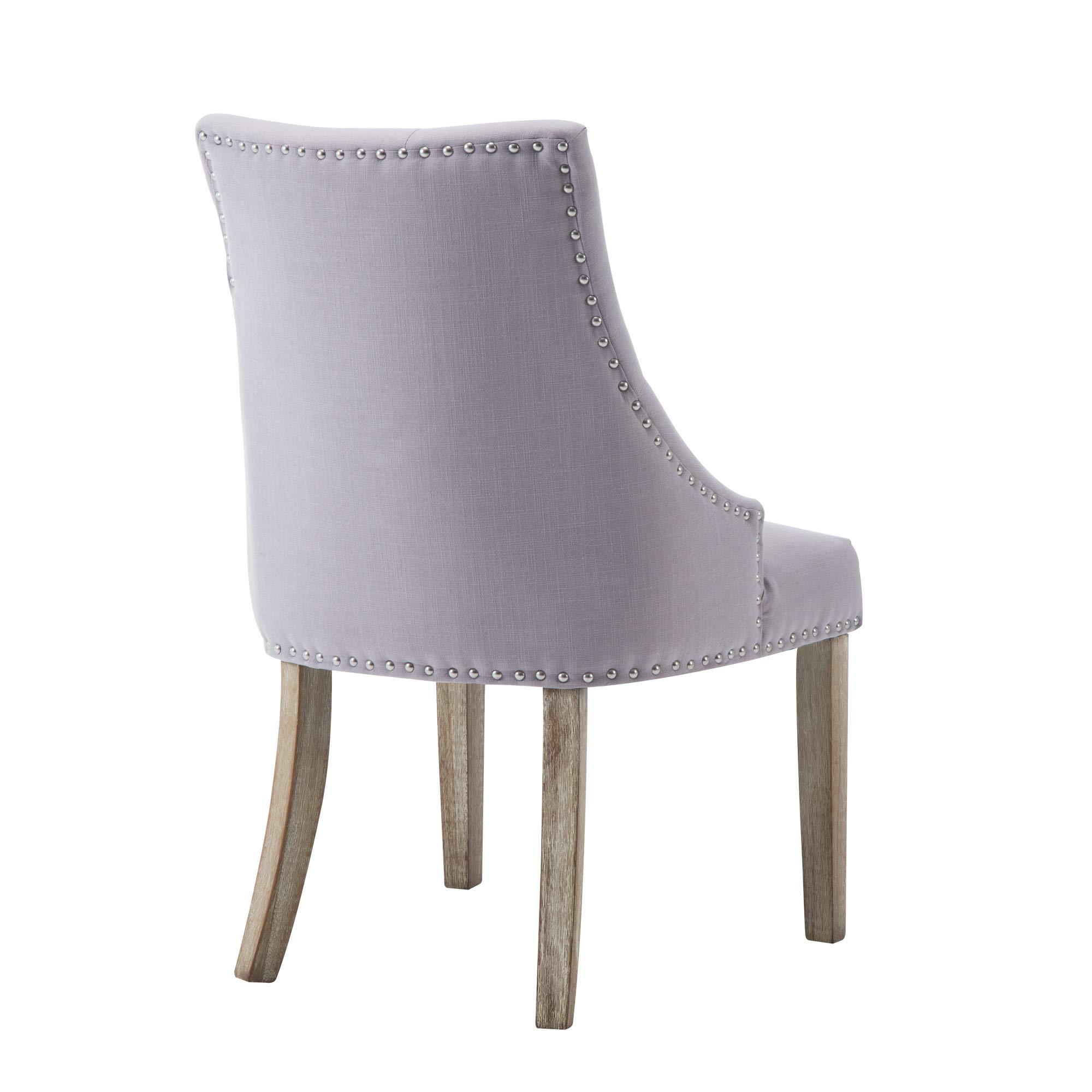 NOBPEINT Gray Fabric Dining Chairs - Set of 2 Upholstered Leisure Padded Ring Chairs with Nailhead Trim for Kitchen, Dining Room, or Breakfast Nook