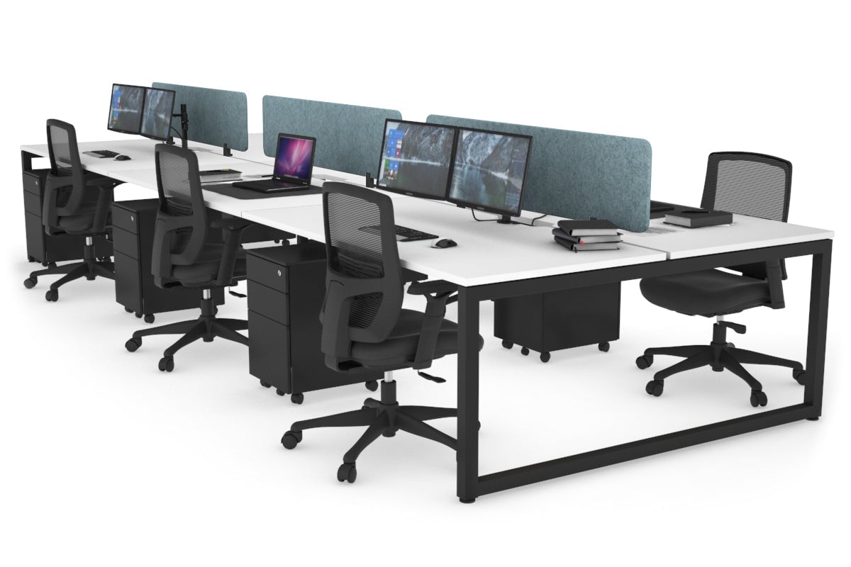 Quadro Loop Legs 6-Person Office Workstation - 1400L x 800W with Cable Management - Perfect for Open Office Layouts & Collaborative Workspaces