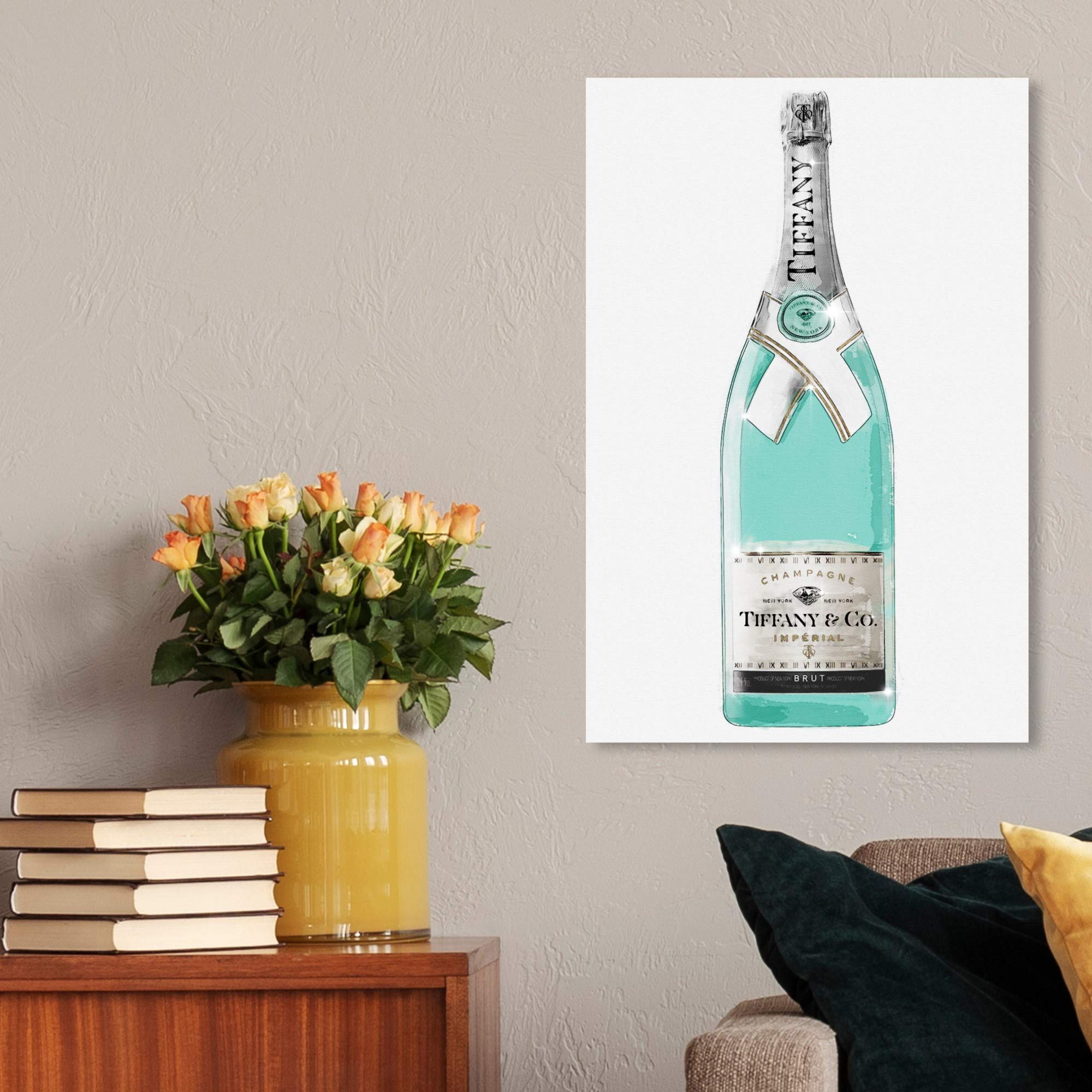 Oliver Gal Artist Co. 'Priceless Champagne' Wall Art Canvas Print - 20x30 Inches, Elegant Bar & Home Decor for Living Room, Dining Area or Wine Cellar