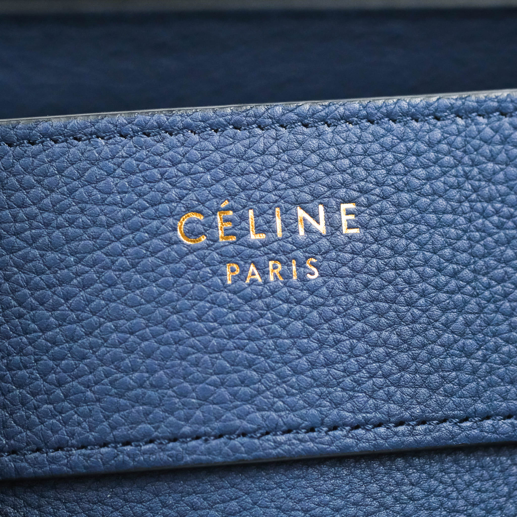 Celine Micro Luggage Handbag in Navy Grained Calfskin with Gold Hardware - Perfect for Work, Travel & Everyday Luxury